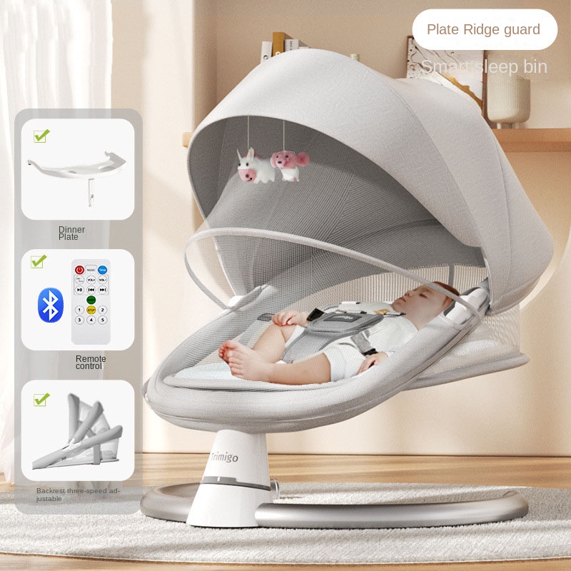 Baby Swing Bouncer - Elektrische Babywippe, beruhigende, verstellbare Musikwippe mit