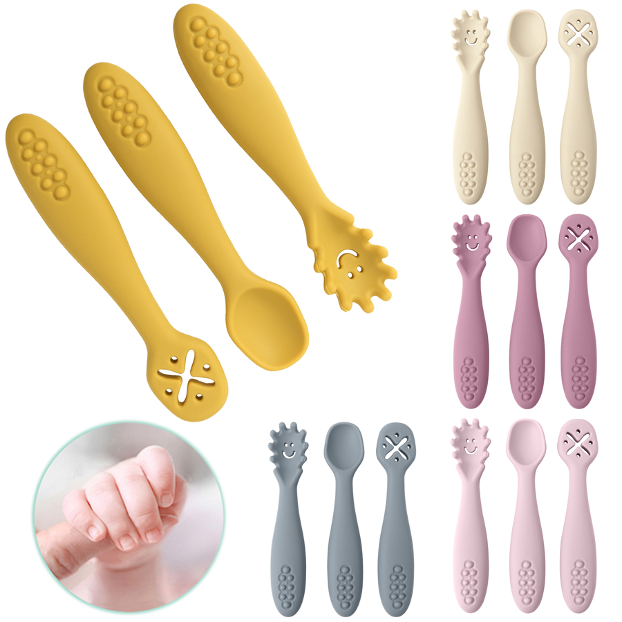 Baby Led Weaning Set - 3PCS Silikon Löffel Gabel Für Baby