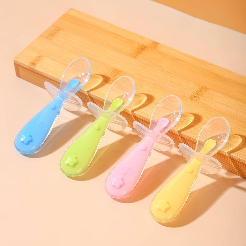 Baby Led Weaning Set - Baby-Silikonlöffel, Baby-Reispaste-Fütterung, Suppenlöffel mit weichem Kopf,