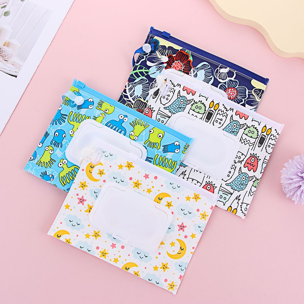 Baby Products Korean - Tragbare Flip-Cover Feuchttücher Tasche Kosmetiktasche Snap-Strap