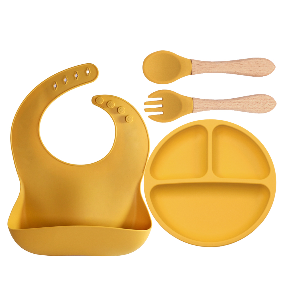 Baby Led Weaning Set - 4-teiliges Silikon-Babyfütterungsset für Babys, LED-Entwöhnungszubehör, Utensilien,