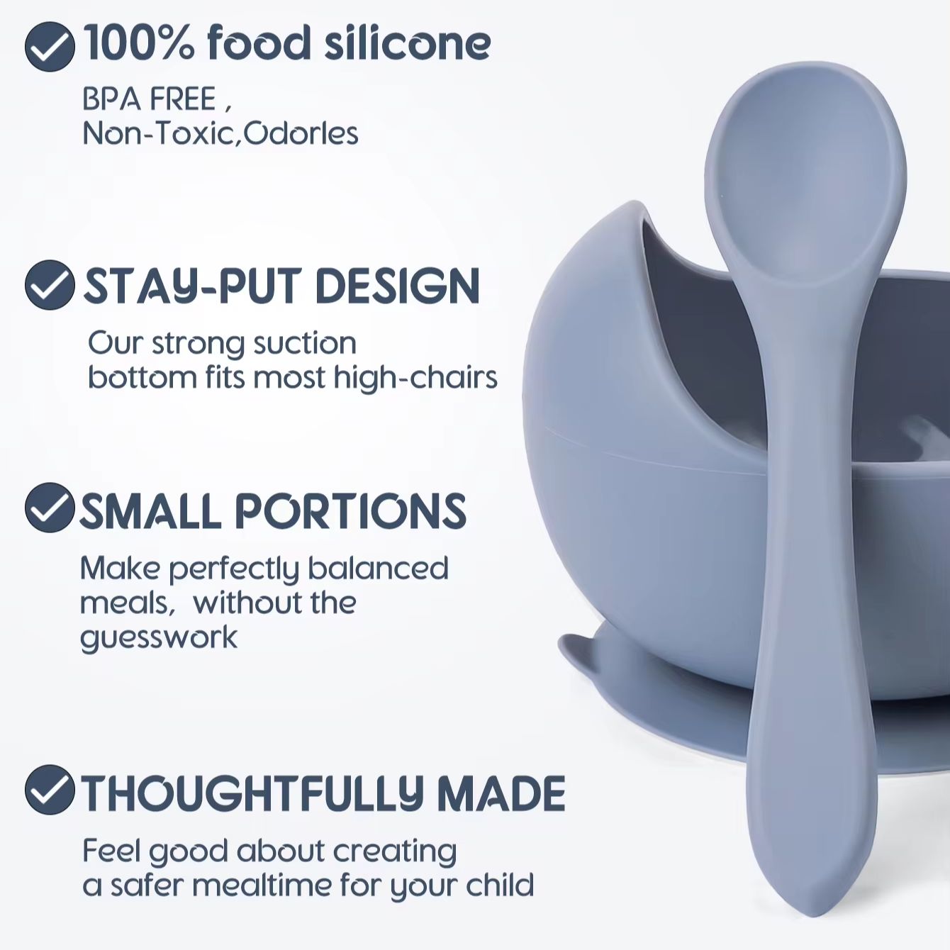 2-teiliges Silikon-Saugnapf-Sc – Baby Led Weaning Set Bewertung und Preis